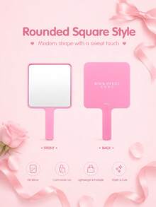 ROCK SWEET Handheld Cosmetic Mirror, Convenient For False Eyelash Application And On-The-Go Makeup Touch Ups - Pink - View 4