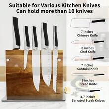 Acacia Magnetic Block With Double-Sided Acrylic Shield Holds 10-12 Knives Space Saving, Non Slip Heavy Duty Base, Strong Magnetic Fall Storage Cutting Board - Double-sided Magnetic Knife Block - View 7