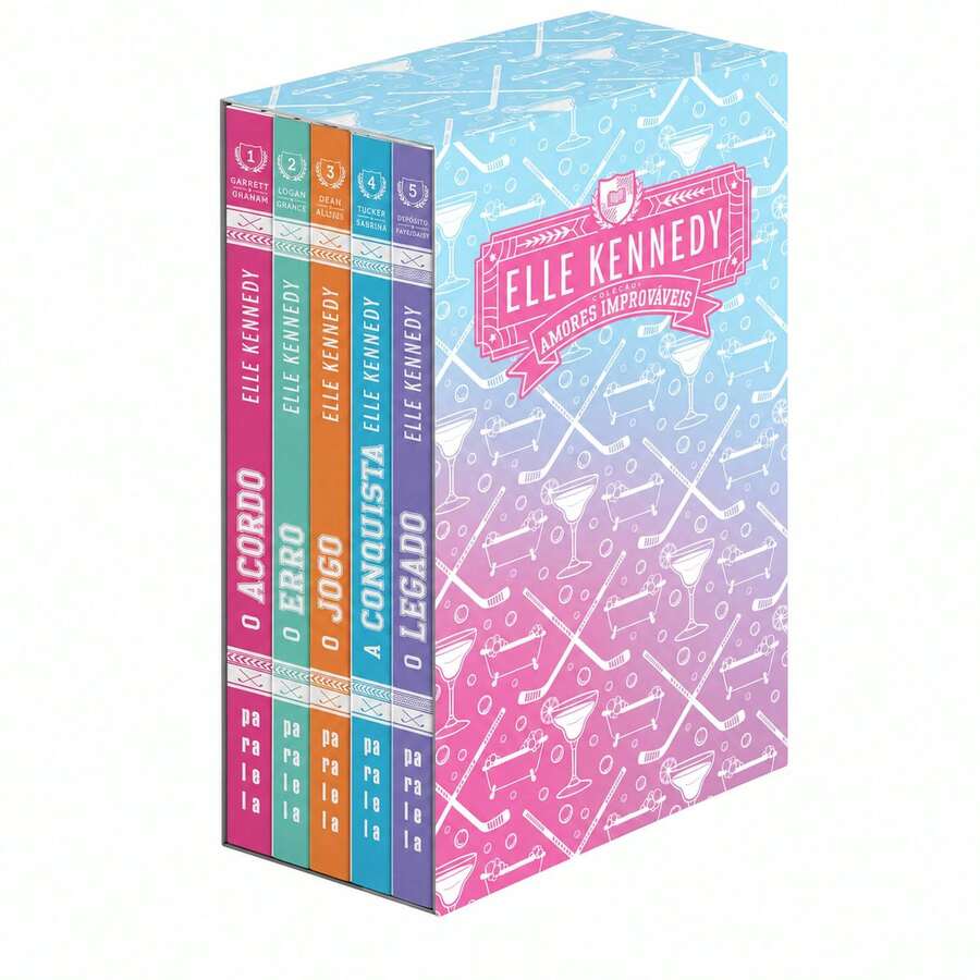 Box  Livros Amores Improváveis: O Acordo +  O Erro + O Jogo + A Conquista + O Legado  - Elle Kennedy - Conjuntos - Visão 1