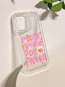 1pc Transparent Frame Minimalist Lens Protection Anti-Drop Anti-Collision Pink Heart Letter Pattern Phone Case Personalized Compatible With Iphone 16 Pro Max/17/16/15/14 Plus/13/12/11/Air And Series - Multicolor - View 2