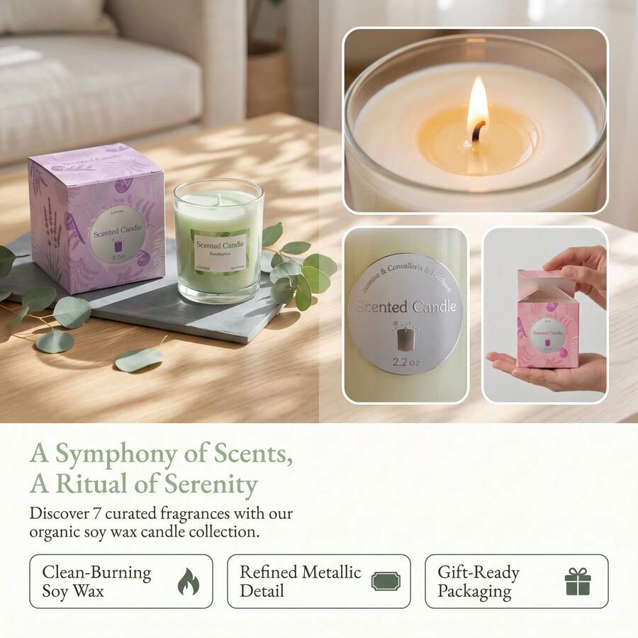 Aromatherapy Scented Candles Gift Set (7 Packs X 2.2 Oz) - Natural Soy Wax Candles For Home Scented With Eucalyptus & Lavender, Long Lasting Stress Relief Candle Set For Women - Multi Scents - View 1