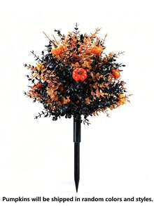 Halloween Pumpkin Eucalyptus Yard Stake Decor, Autumn Artificial Greenery Pumpkin Ground Stake Ornament, Spooky Outdoor Porch Lawn Garden Decoration, Halloween Trick Or Treat Party Harvest Home Front Yard Decor Gift - A - View 11