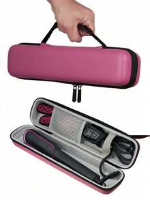 1 pieza Caja de almacenamiento portátil para plancha de pelo, peine de pelo , bolsa de almacenamiento portátil, caja de almacenamiento de plancha de pelo dura de EVA,  FUJ4 - Rojo violeta - Ver 1