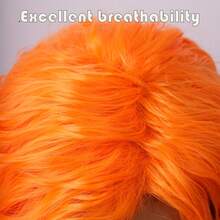 28 Inch Orange Gradient Curly Wig - Halloween Costume Wig, Women's Long Wavy Synthetic Fiber Wavy Wig, Suitable For Cosplay Witch Party, Heat Resistant Material - Ombre - View 7