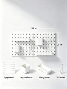 Estantería de almacenamiento de pared con tablero perforado sin taladro, organizador de almacenamiento de pared, estantería de almacenamiento multifuncional con tablero perforado, estantería de almacenamiento con ganchos montada en la pared, estantería de almacenamiento de cocina, estantería de almacenamiento de baño, organizador de pared de dormitorio, tablero de almacenamiento de escritorio, estantería de almacenamiento de herramientas, estantería de almacenamiento de cosméticos, estantería de almacenamiento de especias, organizador de suministros de oficina, estantería de llaves de entrada, estantería de exhibición combinable DIY, tablero de almacenamiento de pared multiusos, adecuado para cocina, baño - Multicolor - Ver 7