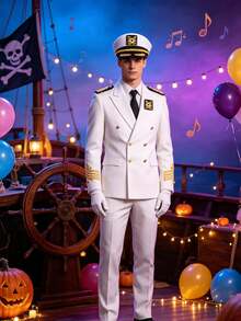 1pc Halloween Party Decoration Captain Hat, Sailor Hat, Anchor Trim Captain Hat, Halloween Party Costume Solid Color Sailor Hat - Multicolor - View 9