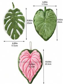2pcs Leaf Shaped Hand Towels, Super Absorbent, Soft & Fluffy, Hook Design, Bohemian Style Home Decor, Easy To Clean, Reusable, Kitchen & Bathroom Use, Lint-Free Quick Dry, Lightweight & Durable, Back To School Tropical Style Home Cleaning Accessories - Multicolor - View 10