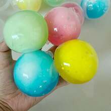 1 buah Bola Remas Isi Selai Renyah Hadiah Natal, Bola Karet Lembut Holografik Bintang Berglitter yang Bisa Ditarik, Bola Buatan Tangan Pereda Stres untuk Pekerja Kantor dan Pelajar (Warna Acak) - MultiWarna - View 5