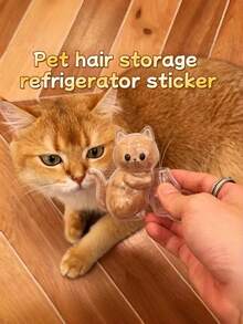 Cute Cat Shaped Fridge Magnet Cat Fur & Whisker Collector, Holeless Pet Hair & Whisker Memorial Keepsake Container, Unique Decorative Gift For Cat Lovers, Essential For Cat Moms, Unique Gift, Pet Memorial - Transparent - View 3