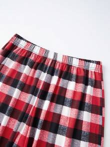 Family Christmas Matching Pajamas Set Long Sleeve Tops With Plaid Pants - Black - View 6