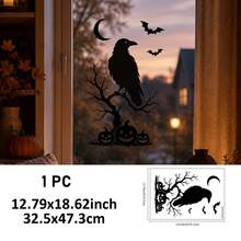 SupSticker 1PC Halloween Window Cling, 4 Styles Spooky Black Silhouette, Reusable No Adhesive Glass Decal For Home Party Decor - 1PC - View 10