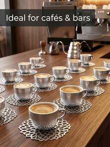 6-30pcs/Set Hollow PVC Small Water Drop Cup Mats, Tabletop Non-Slip Coasters For Holiday, Wedding, Daily Dining Decor - Silver - View 10