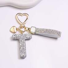 1PC Fashion Sparkling Rhinestone Alphabet Keychain Cute Letter Charm Key Ring Exquisite Backpack Decoration Accessories Gifts - Multicolor - View 5