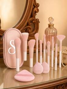 Professional Makeup Brush Set, Includes Foundation Brush, Concealer Brush, Eyeshadow Brush, Eyebrow Brush, Storage Bag, Soft Bristle Design, Essential Makeup Brushes, Perfect For Makeup Application, Covers Blush Brush, Foundation Brush, Eyeshadow Brush, Lip Brush And More, Suitable For Eyeshadow, Foundation And BB Cream Application, Designed For Beginners And Makeup Enthusiasts - Multicolor - View 5