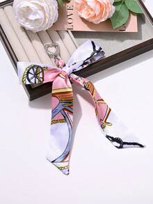 1pc Elegant Faux Pearl Polka Dot Print Ribbon Bow Keychain, Bag Accessory, Car Key Pendant, Party Gift, Daily Accessory - Multicolor - View 24