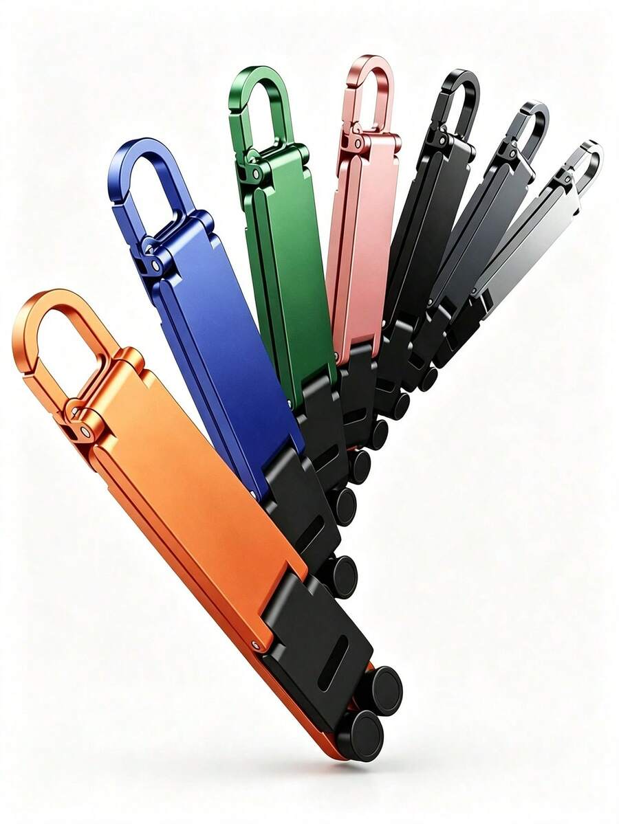 Portable Foldable Phone Stand, Keychain Design With Clip, Mini Desktop Phone Holder, Home Office Pocket Phone Stand