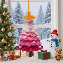 Handmade Crochet Christmas Tree Ornament, Cute Plush Knitted Mini Xmas Tree Hanging Charm, Car Rearview Mirror Pendant, Holiday Home Room Decor Festive Gift - Multi-color - View 7