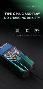 Kemei KM-T400 Electric Shaver For Men, Beard Trimmer, Cordless Shaver, Floating Dual Blades, Wet & Dry Use, Powerful Motor, LED Display, USB Charging, Electric Reciprocating Shaver - Multicolor - View 10