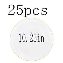 50/25pcs White Gold Rim Dinnerware Set, Includes 10.25" And 7.5" Salad Plates, Suitable For Restaurant, Wedding, Outdoor, Easter, Graduation Party, Brunch, Backyard Dining, Mother's Day And More, Ideal For Kitchen - View 14