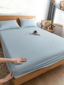 3 piezas Juego de ropa de cama suave y acogedor con textura cepillada en color verde oliva NOBR - Celeste - Ver 10