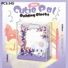 Cute Friends Anniversary Series Set, Adorable Animal Friends Photo Frame Miniature Building Blocks, Cute Bird, Panda, White Rabbit, With Acrylic Display Case, DIY Decoration, Assembled Building Blocks, Building Block Ornament, Suitable For Office Desk And Home Office Decoration. - Multicolor - View 19