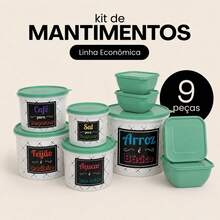 Kitchen Supplies Set Kit ECONOMIC LINE - 5 Supplies + 4 Square Jars 500 ML TPW Line - TPW Hijau Mint - View 1