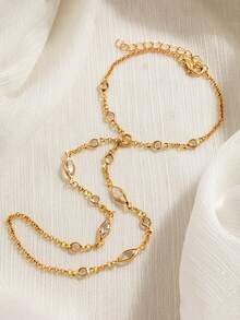 Fashionable, Simple And Adjustable Finger Bracelet. Elegant Women's Finger Back Chain Accessory. - Multicolor - View 2