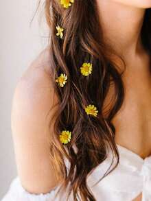 10Pcs Yellow Daisy Hair Clips Mini Flower Hair Pins Cute Small Floral Hair Accessories Barrettes For Women Girls Accessory Hair Accessories Fall - Yellow - View 1