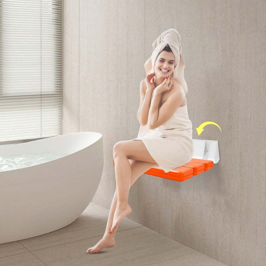 Wall Mounted Folding Shower Seat Chair Stool Bench Shower Stool Shower Chair - Default - View 1