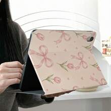 1pc Cute Pink Bow Tulip Little Heart All‑Over Print Book Style Protective Tablet Case,Multi-Angle Magnetic Stand Cover With Auto Sleep/Wake, Compatible With IPad,Compatible With SAMSUNG,Compatible With XIAOMI Pad 5/6/7,Compatible With Oppo Pad,Compatible With Huawei Matepad,Compatible With Vivo Pad,Compatible With Honor Pad,Compatible With Lenovo Xiaoxin Pad - Multicolor - View 6