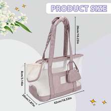 Bolsa de Transporte para Perros y Gatos, Ligera y Suave, para Viajes de Verano, Diseño Transpirable para Llevar al Hombro o en la Mano, con Bolsa Pequeña y Cojín Extraíble (Blanco) - Beis - Ver 3
