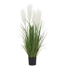 YUNRUX Artificial Plants, Decorative Potted Grass, Tall Artificial Grass With Reed Flowers - Green - View 6