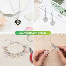 5/10pcs Heart Metal Charms, Wavy Irregular Heart Pendant With Crystal Rose, Two-Tone For Jewelry Keychain Bag Ornament DIY Craft Accessories - Multicolor - View 4