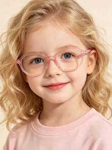 1 Pair Kids Cute Oval Frame Blue Light Blocking Clear Glasses, Suitable For Daily Reading, Outings, Gifts, Transparent Glasses Back To School Accessories, Casual, Suitable For Boys And Girls, Daily Life, Reading, Watching TV, Playing Games And Phones, Transparent Lens Eye Protection Fashion Glasses, Photography Props, Daily Outfit Decoration. - Clear - View 1