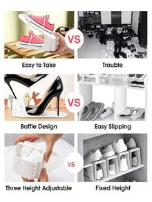 Green Shoe Rack, Shoe Slot Organizer, Adjustable Shoe Stacking Space Saver, Double Layer Shoe Storage Rack, For Closet Organization, Shoe Organizer, Suitable For High Heels And Sneakers, Essential For Neat And Stylish Storage - Multicolor - View 4