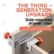 Imbot Stainless Steel Side-Mount Drawer Clips, Inner & Outer Edge Support, Left + Right 2 Pieces Set, Stainless Steel Material, Drawer Board Installation Aid, Suitable For Woodworking - A - View 3