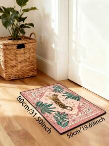 Hippie Style Carpet, Bathroom Mat, Area Decor Rug, Faux Wool Tropical Pink, Bohemian Bathroom Mat, Kitchen Indoor Entryway Small Rug, Modern Vintage Distressed Style Decorative Mat - Hippie Style - View 10