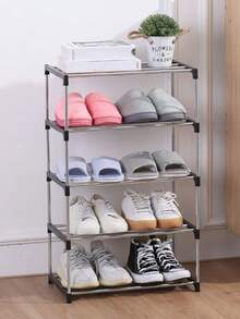 4-Tier Stainless Steel Multi-Layer Shoe Rack, 3/4 Adjustable Storage Shelves - Space-Saving Hallway/Dorm/Balcony Organizer - Rust-Resistant Metal Bookshelf/Shoe Rack - Perfect Gift For College Students/City Renters/Moms - Suitable For Housewarming And Back To School Season - Multicolor - View 1