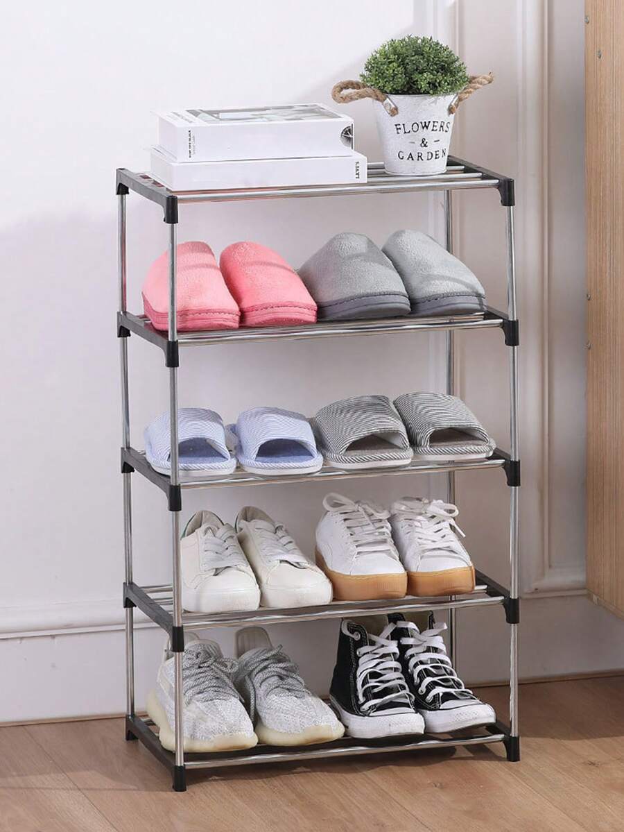 4-Tier Stainless Steel Multi-Layer Shoe Rack, 3/4 Adjustable Storage Shelves - Space-Saving Hallway/Dorm/Balcony Organizer - Rust-Resistant Metal Bookshelf/Shoe Rack - Perfect Gift For College Students/City Renters/Moms - Suitable For Housewarming And Back To School Season - Multicolor - View 1