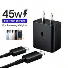 Fast Charging US Plug Type A 110-127V 45W Super Fast Type-C Wall Charger Compatible With 3.3ft/6.6ft C-C Data Cable Compatible With Samsung S26/S25/S24/S23/S22 And 17/16/15 Series Ideal For Home Office Travel Valentine's Day Gift - US A Type Plug(110-127V) - View 2