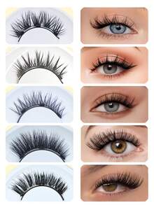 5 Boxes Magnetic False Eyelashes Set With 1 Applicator, No Glue Needed, Reusable, Natural Look, Multiple Styles, Easy To Wear, Suitable For All Occasions, Eyelash Extension Set, Practical Christmas Gift - Cat Eye Lashes - View 2