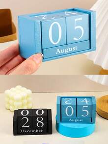Eternal Calendar Desktop Calendar Date & Month Display Block Decor, Farmhouse Style Square Calendar, Suitable For Office Decor, Home Decor, Gift, Bedroom, Living Room, Shop/Bar Counter Decor, Back To School Autumn Decor - A - View 7