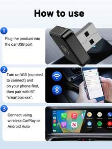 XUDA 新版 CarPlay AI Box Mini Superbox 有線轉無線，無線 CarPlay 與 Android 2合1功能，支援 2.4-5.0 GHz WiFi 5，適用於 99% 配備有線 CarPlay 與 Android 功能的車款 - A - 查看 3