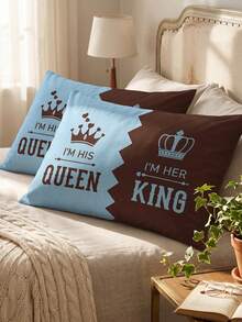 1/2pcs Printed Pillowcase (No Filling), Single-Sided Print, Soft Fabric, Soft/Breathable/Skin-Friendly/Comfortable, Cozy Home Textile, Suitable For Home Bedding And School Dorm Bedding Essentials, Sofa Cushion Cover, Back To School Season - Multicolor - View 2