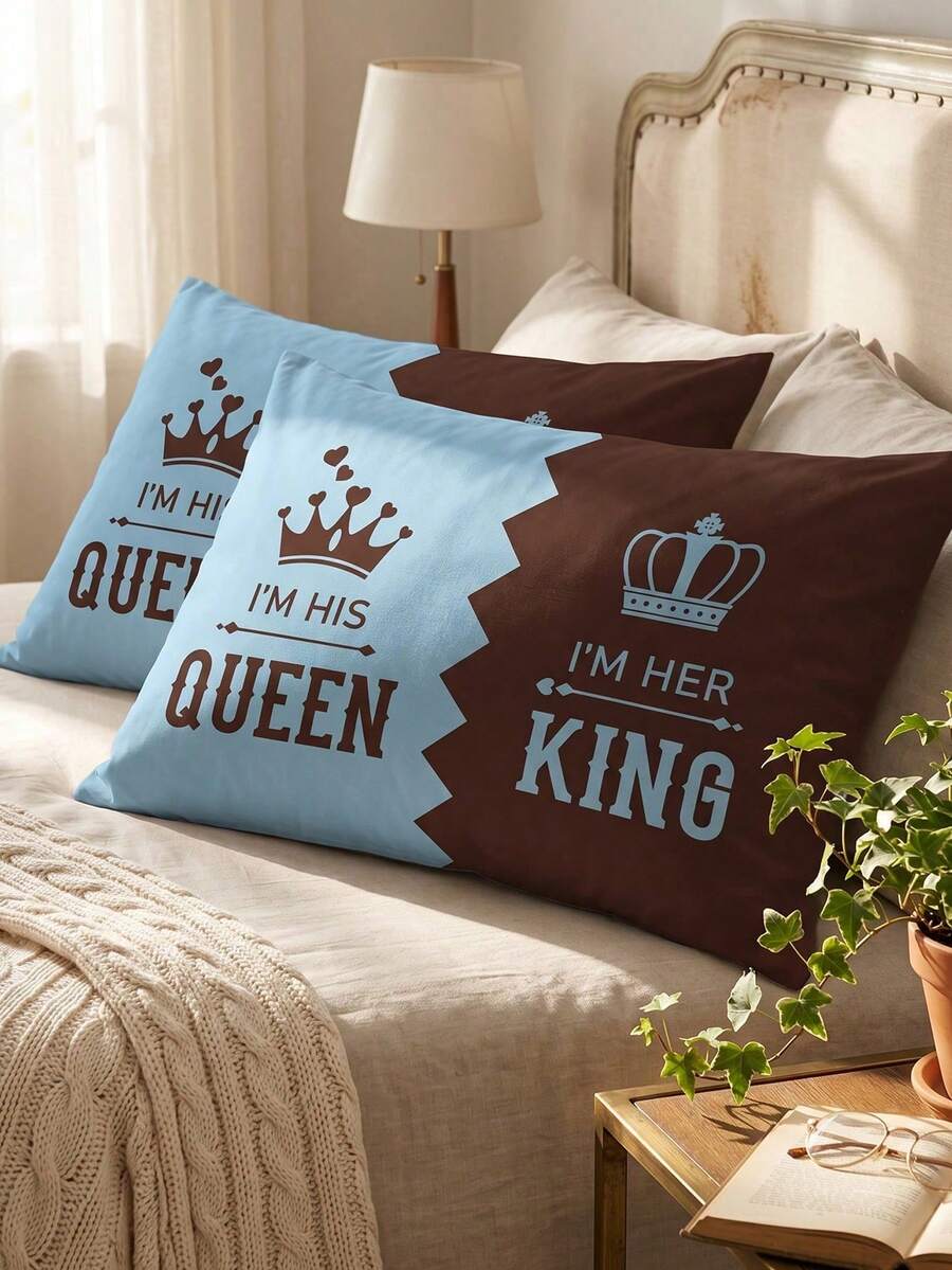 1/2pcs Printed Pillowcase (No Filling), Single-Sided Print, Soft Fabric, Soft/Breathable/Skin-Friendly/Comfortable, Cozy Home Textile, Suitable For Home Bedding And School Dorm Bedding Essentials, Sofa Cushion Cover, Back To School Season