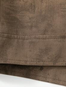 Men's Vintage Distressed Print Turn-Down Collar Thin Jacket, Single-Breasted Light Business Casual Outerwear, Spring/Autumn Daily Commute Long Sleeve Top - Brown - View 9