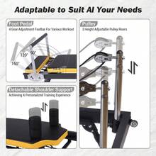 Collapsible Pilates Reformer Machine For Home Gym – Studio-Grade, Dual Resistance (Springs & Cords), Heavy Duty, Quiet & Portable, Ideal For Beginners & Advanced Users - Black +Yellow - View 6