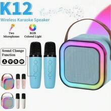 This Mini Karaoke Bluetooth Speaker Features A Wireless Microphone, Bright RGB Party Lights And Five Voice Effects, Making It Perfect For Family Gatherings And Birthday Parties. - Baby Blue - View 6