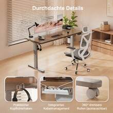 Devoko Electric Height-Adjustable Desk Frame, Dual-Motor Desk Frame, 72-120 Cm Height, 100 Kg Load Capacity, 25 Mm/S Lifting Speed, Compatible With Table Tops 110-200 Cm - 查看 10
