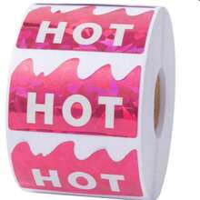 500pcs Rave Hot Stickers, Holographic Pink Music Festival Hot Labels | 2 X 1-1/5 Inch Flame Shaped Hot Stickers, Restaurant Supermarket Store Shop Warning Signs, Spicy Food - A - View 8